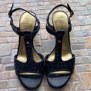 Ralph Lauren leather  block heel